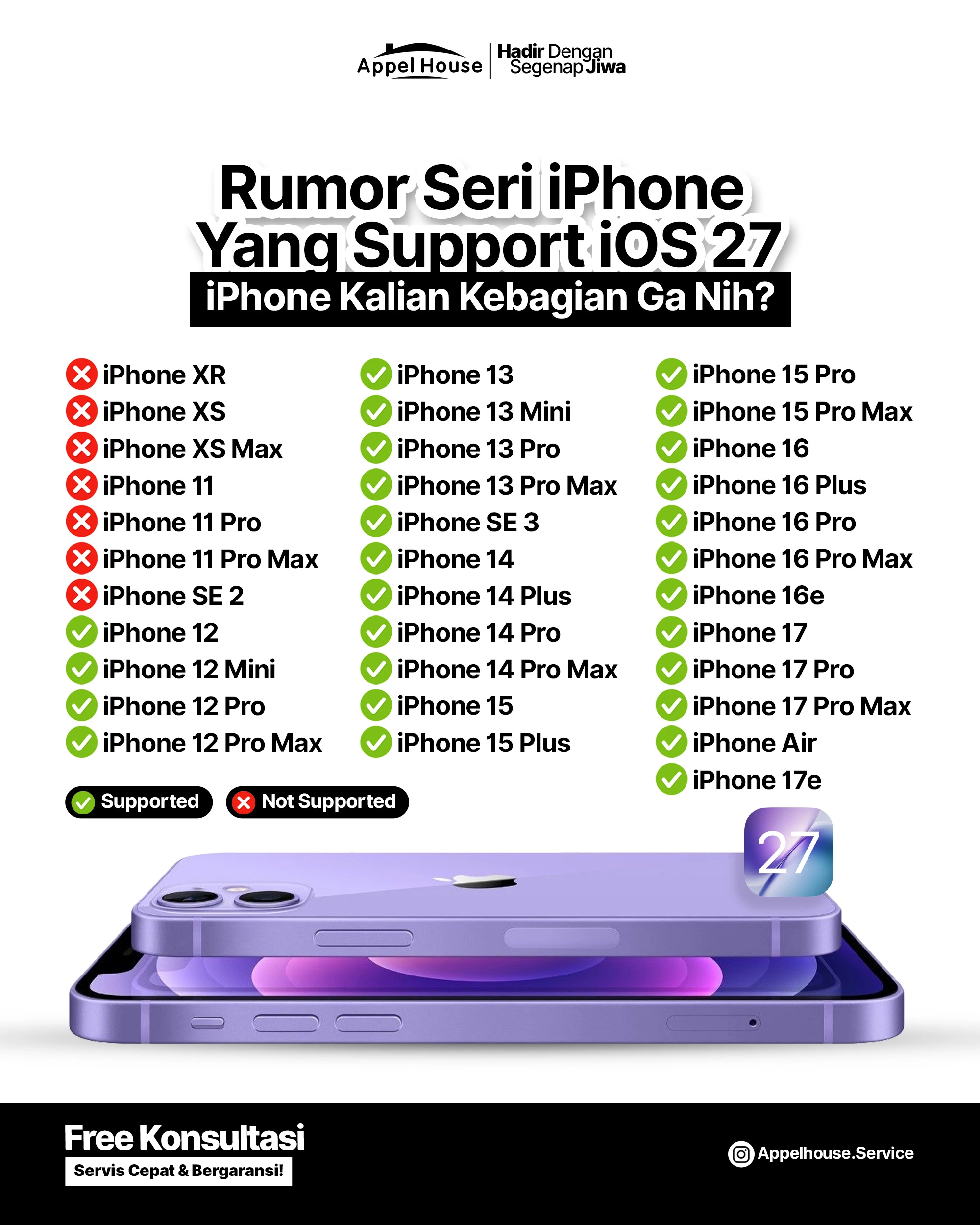 Takut Update iOS 27? Seri iPhone Support iOS 27