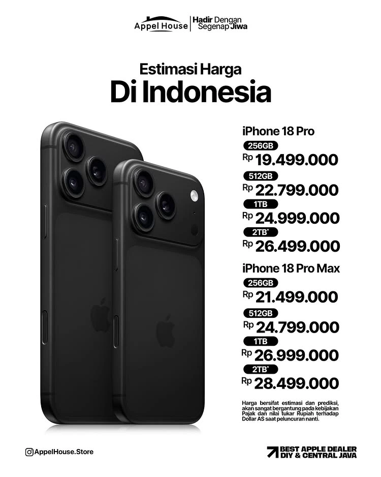 Estimasi Harga iPhone 18 di Indonesia, Siap-Siap Upgrade!