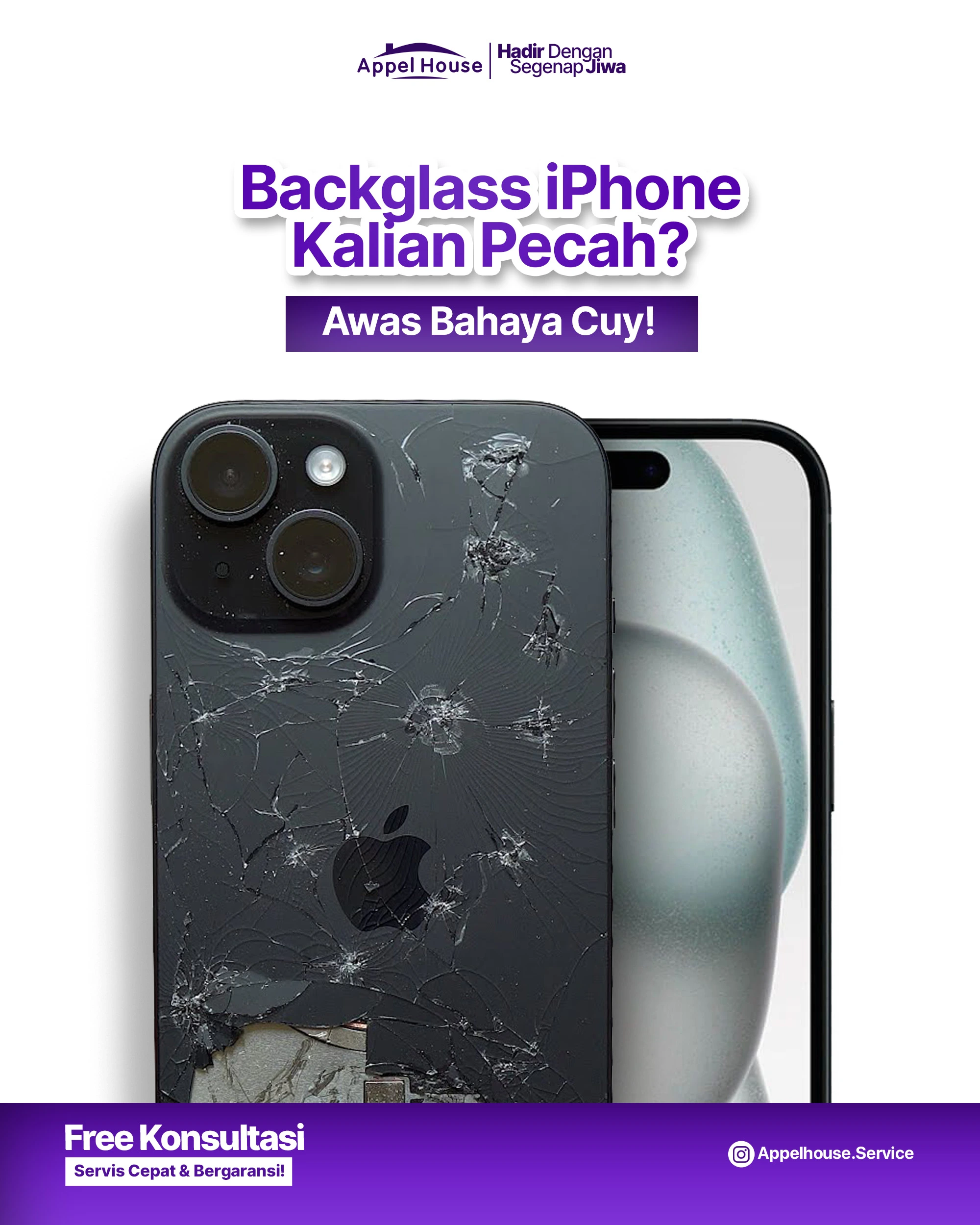 Bahaya Backglass iPhone Pecah